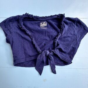 Justice Navy Shrug, Front Tie Summer Shrug, Short-Sleeved Cardigan, Ruffled Edge